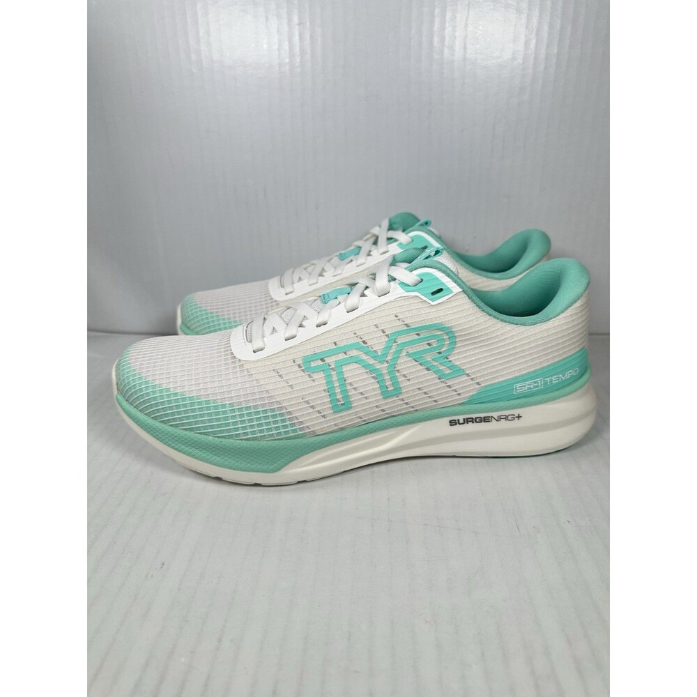 Size 9.5 TYR SR-1 Tempo White Aqua Athletic Running Training Gym Shoes Mens NEW - Picture 3 of 8